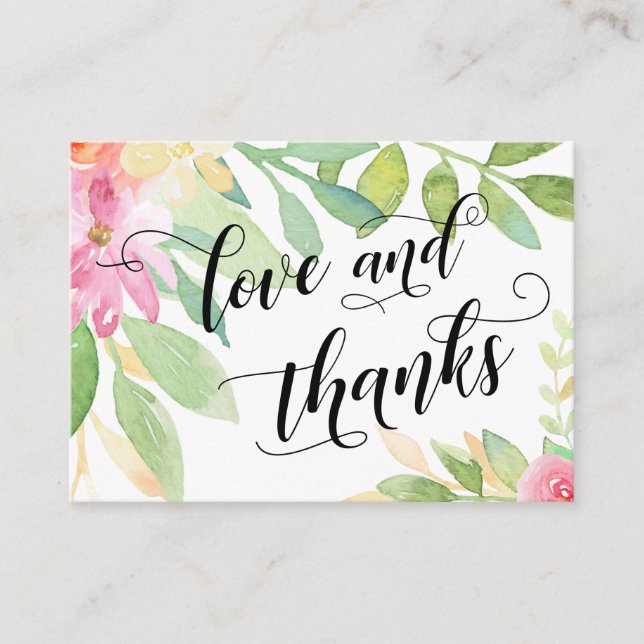 Liebe und Dank Typografie Rosa Gastgeschenk Hochze Begleitkarte (Vorderseite)