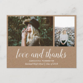 Liebe und Dank von Kraft Paper Graduate | Zwei Fot Ankündigungspostkarte