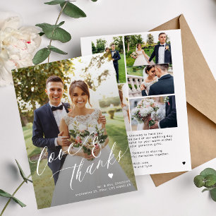 Liebe und danke 6 Foto Collage Hochzeit danke Einladung