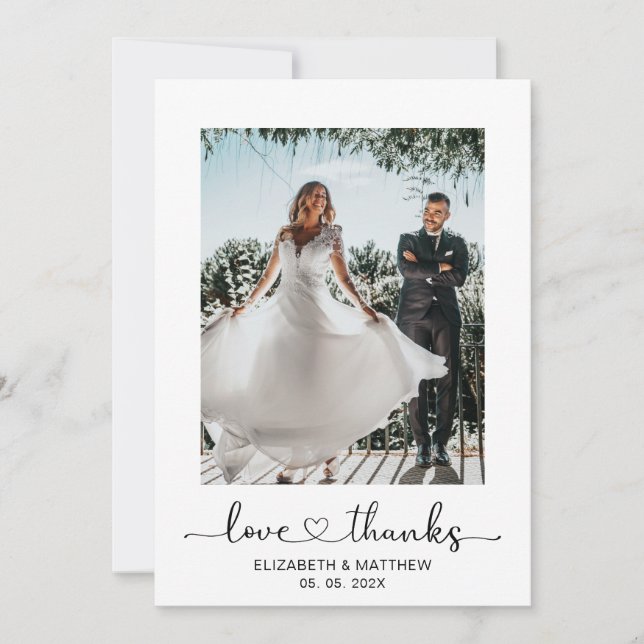 Liebe und Danke Heart Script 2 Foto Hochzeit (Vorderseite)