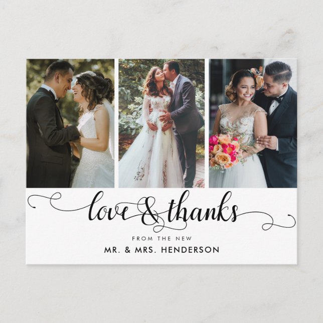 Liebe und danke Hochzeitfotografie-Collage Vielen  Postkarte (Vorderseite)