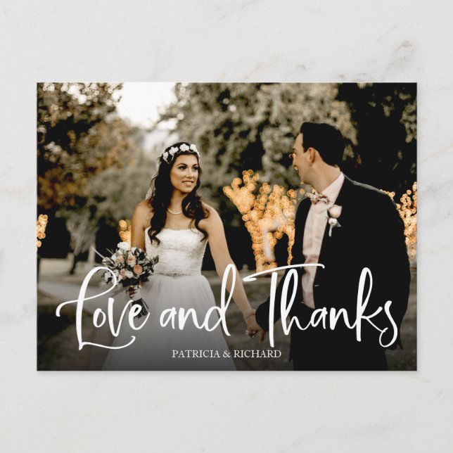 Liebe und danke Niedlichen Hochzeit Danke Foto Postkarte (Vorderseite)