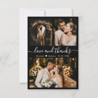 Liebe und danke Schwarz-weißen Hochzeit Danke Kart