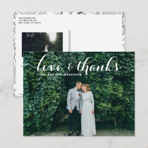 LIEBE UND DANKE SKRIPT WEDING DANK IHNEN POSTCARD POSTKARTE