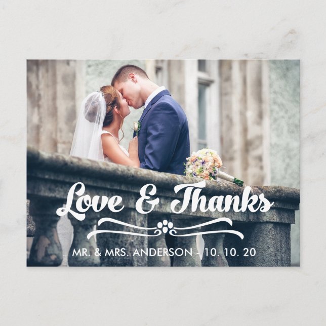 LIEBE UND DANKE TYPOGRAPHIE DANK IHNEN POSTCARD POSTKARTE (Vorderseite)