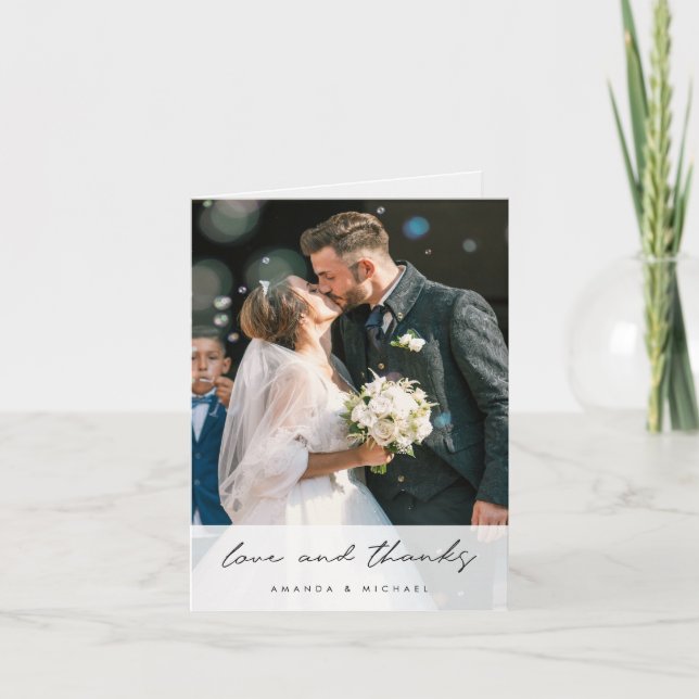 Liebe und danke zwei Foto Hochzeit (Vorderseite)