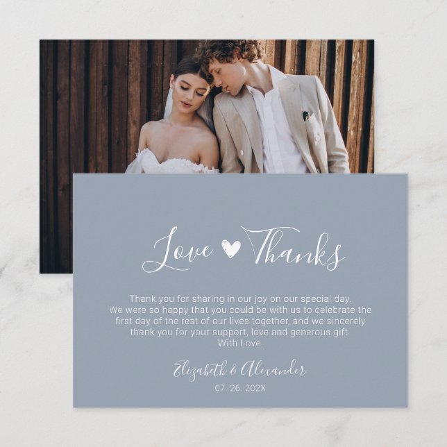 Liebe und Dankeschön Foto für Heart Wedding Dankeskarte (Vorne/Hinten)