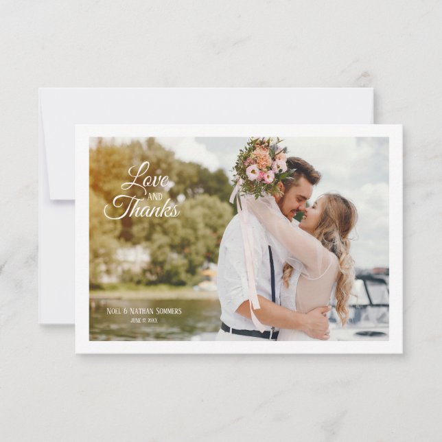 Liebe und Dankeschön Foto Hochzeitkarte Einladung (Vorderseite)