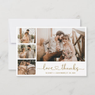 Liebe und Dankeschön Herzschrift Hochzeitsfotograf Dankeskarte