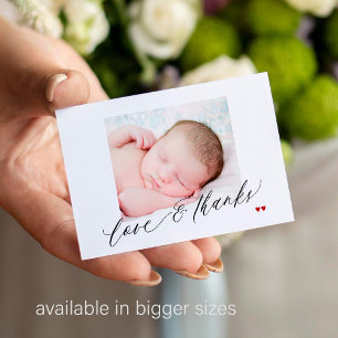 Liebe und Dankeschön individuelles Foto Baby Showe Mitteilungskarte