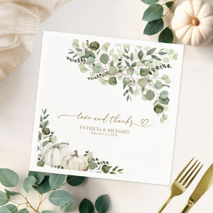 Liebe und Dankeschön Kürbis Hochzeit Serviette