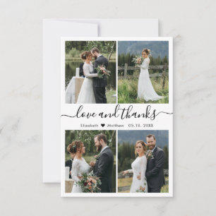 Liebe und Dankeschön Script 4 Foto Collage Wedding Dankeskarte
