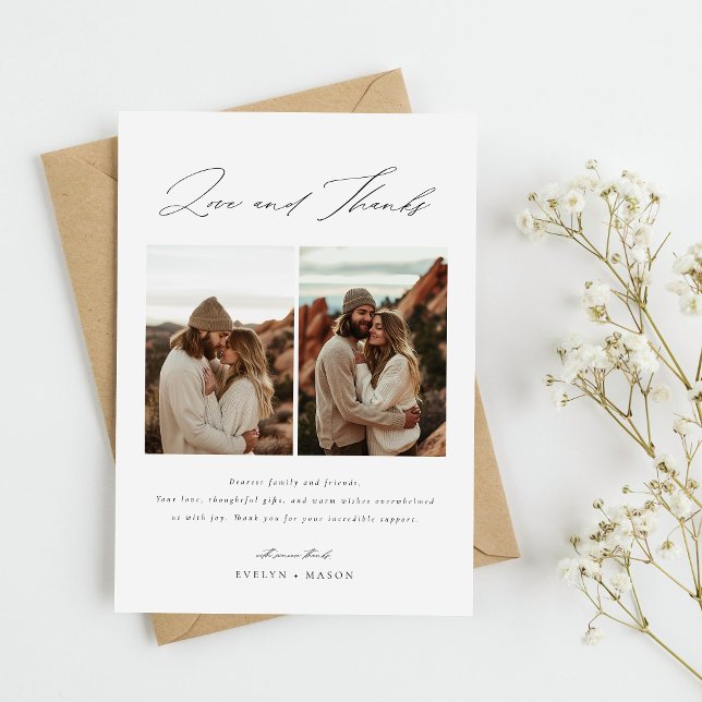 Liebe und Dankeschön Script 6 Foto Collage Wedding Dankeskarte (Von Creator hochgeladen)
