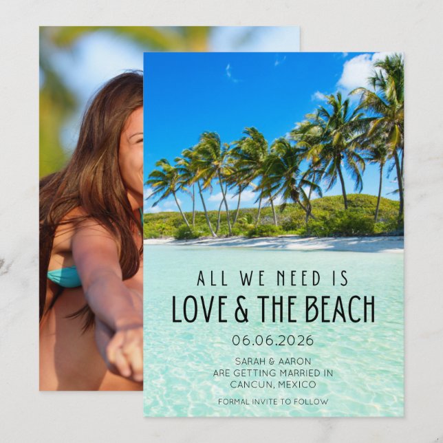Liebe und das Beach Wedding Foto Save the Date (Vorne/Hinten)
