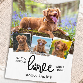 LIEBE und DOG Custom 4 FotoCollage Fleecedecke