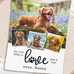 LIEBE und DOG Custom 4 FotoCollage Fleecedecke