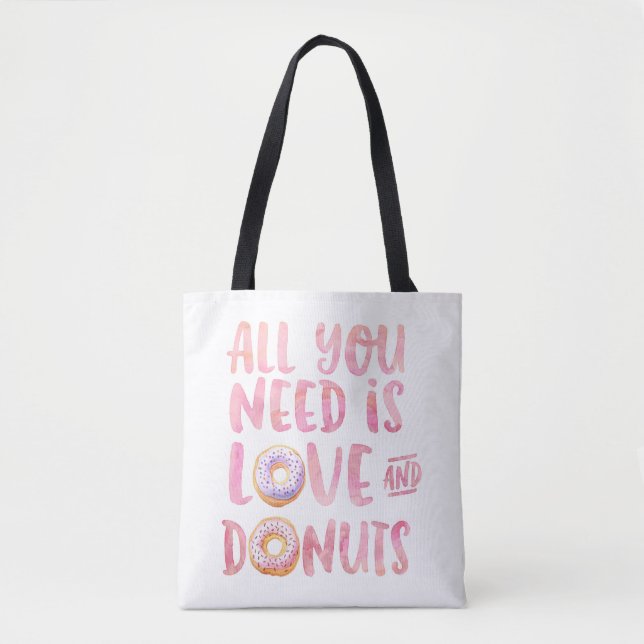 Liebe und Donuts Tasche (Vorderseite)