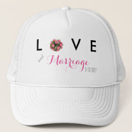 Liebe und Ehe mit Hochzeitshut Truckerkappe