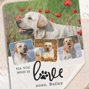 LIEBE und eine DOG Custom 4 Pet Foto Collage Sherpadecke