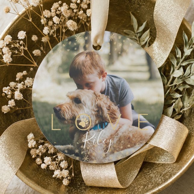 Liebe und Erinnerungen | Holiday Stars Memorial Fo Ornament (Elegant Love Minimal Pet Memorial Photo Keepsake Ornament)