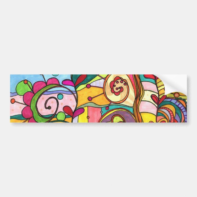 "Liebe und Farbe" Illustration von Paisley in Pari Autoaufkleber (Vorne)