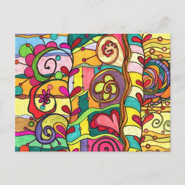 "Liebe und Farbe" Illustration von Paisley in Pari Postkarte (Vorderseite)
