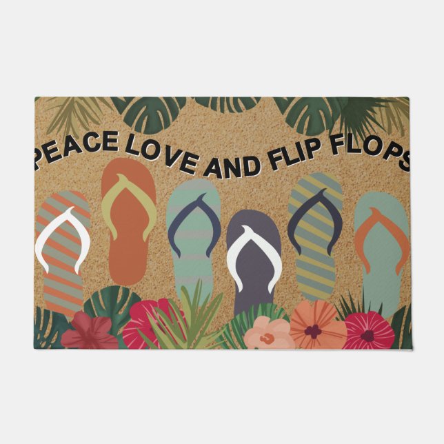 Liebe und Flip Flops Doormat, Beach House Mat Fußmatte (Vorderseite)