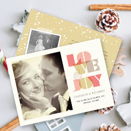 Liebe und Freude klar Geo Typografy Foto Hochzeit Feiertagskarte