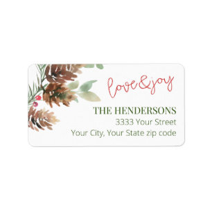 Liebe und Freude Pinecone Adressaufkleber