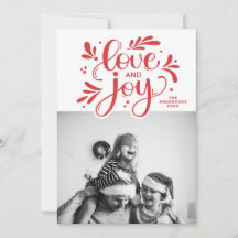 Liebe und Freude. Rote Weihnachtsschrift