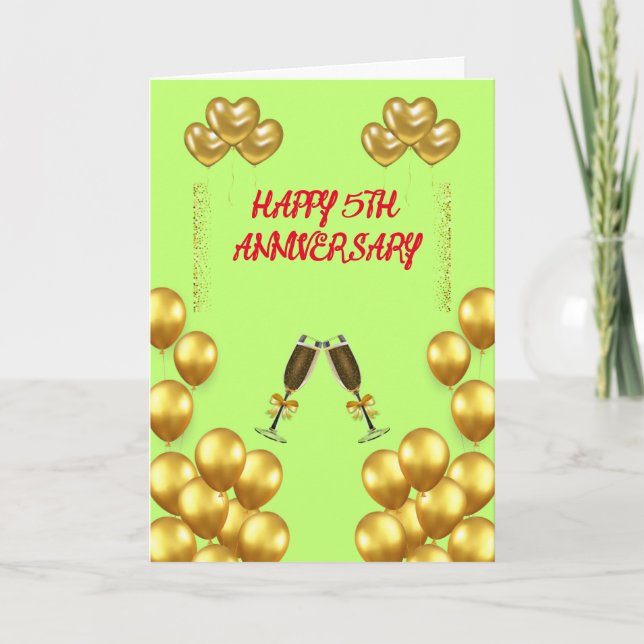 Liebe und Freude zum 5. Geburtstag Dankeskarte (Vorderseite)