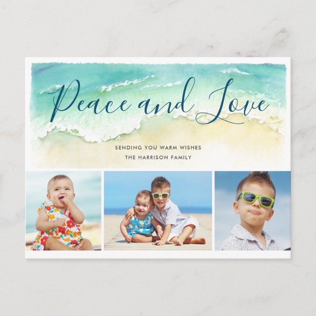 Liebe und Frieden an der Küste Foto Postkarte (Vorderseite)