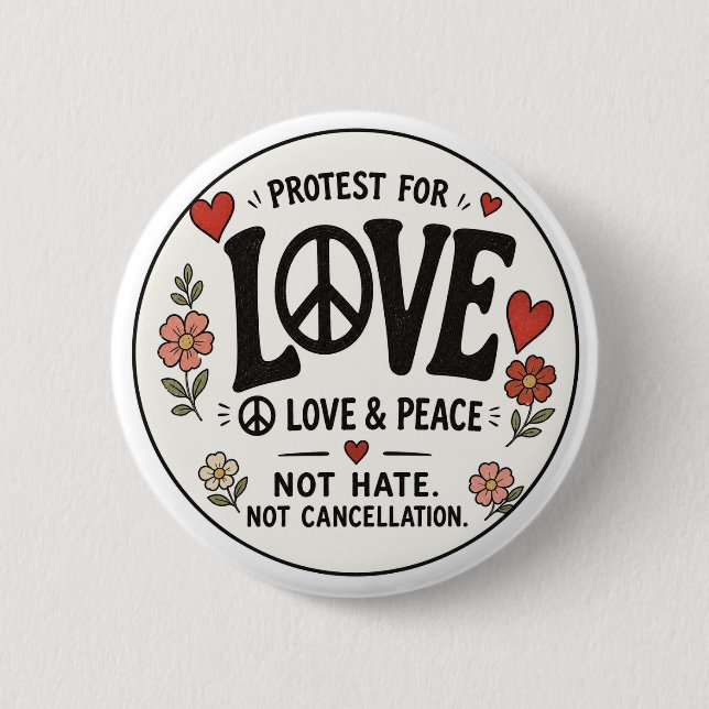 Liebe und Frieden Button (Vorderseite)