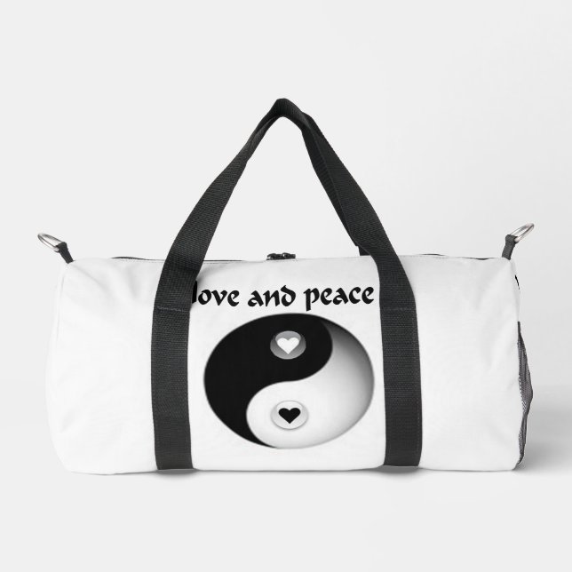 Liebe und Frieden Duffle Bag (Vorderseite)