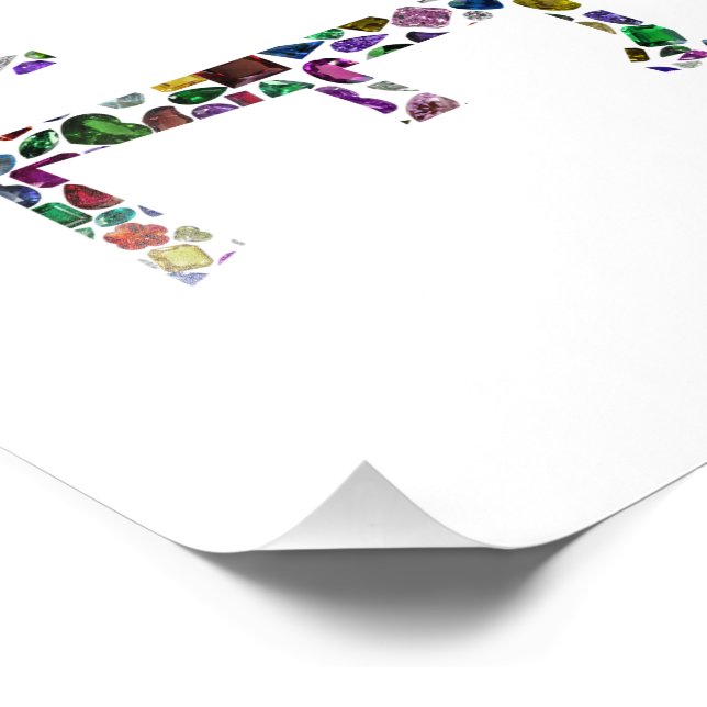 Liebe und Frieden - Gemstone Lettern Design Fotodruck (Ecke)