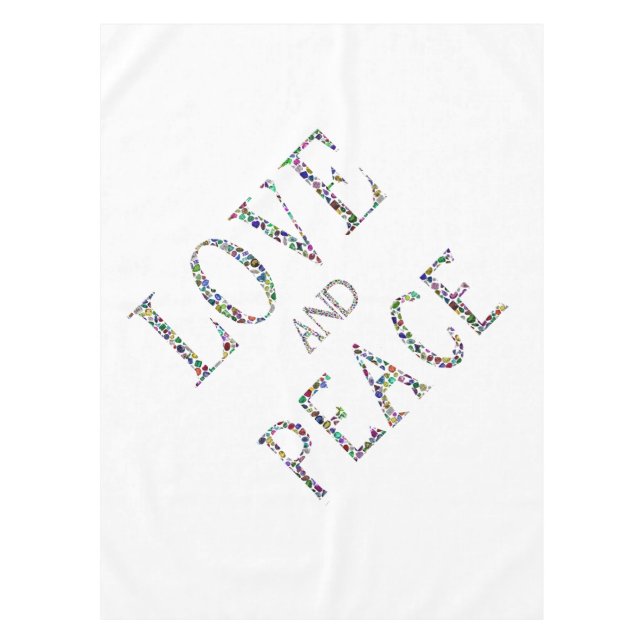 Liebe und Frieden - Gemstone Lettern Design Tischdecke (Vorderseite)