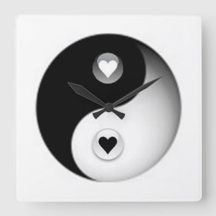 Liebe und Frieden Quadratische Wanduhr