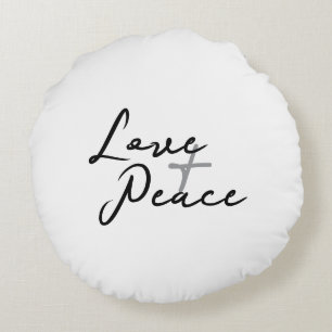 Liebe und Frieden Rundes Kissen