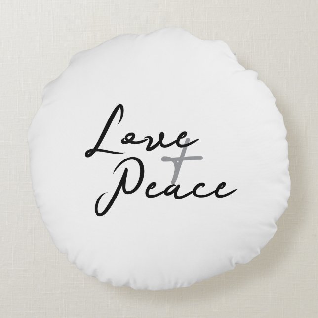 Liebe und Frieden Rundes Kissen (Rückseite)