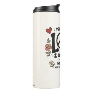 Liebe und Frieden Thermosbecher