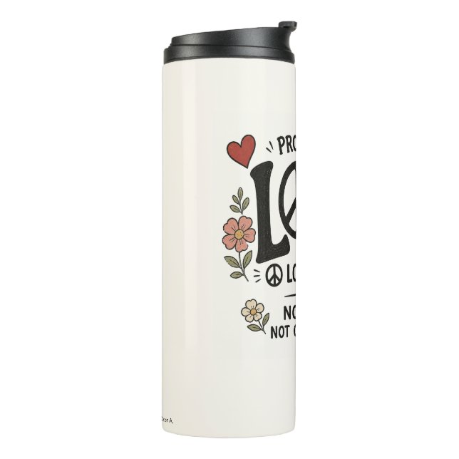 Liebe und Frieden Thermosbecher (Nach links gedreht)
