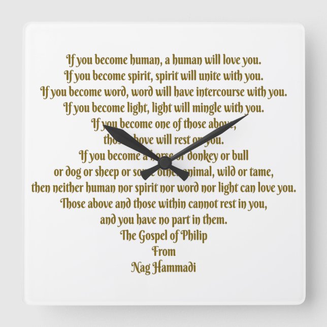 Liebe und Geist Quadratische Wanduhr (Vorderseite)