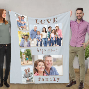 Liebe und Glücksangebot für Familienfotokollagen Fleecedecke