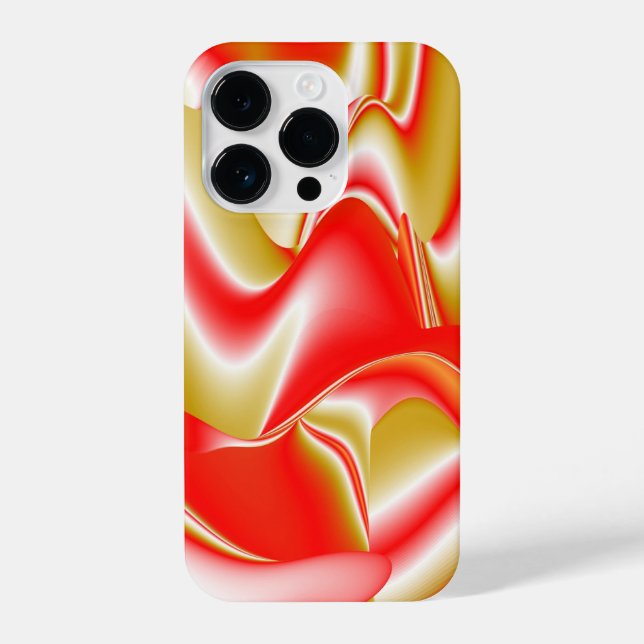 Liebe und Gold Abstrakt 3D Rainbowart iPhone 14 Pro Hülle (Rückseite)