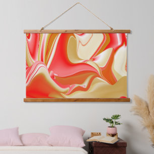 Liebe und Gold Abstrakt 3D Rainbowart Wandteppich Mit Holzrahmen