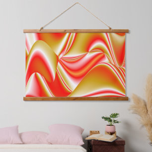 Liebe und Gold Abstrakt 3D Rainbowart Wandteppich Mit Holzrahmen