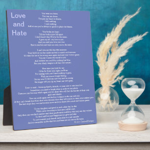 Liebe und Hass-Gedicht Fotoplatte
