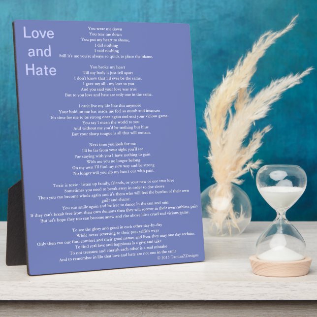 Liebe und Hass-Gedicht Fotoplatte (Seite)