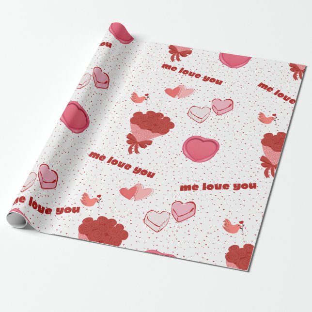 Liebe und Herz Geschenkpapier (Ungerollt)
