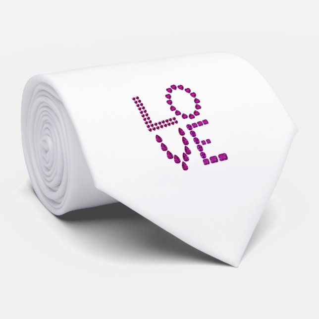Liebe und Herz Lila Krawatte (Gerollt)